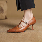 Aveline Leather T-strap Pumps