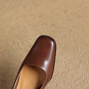 Elviera Square Leather Pumps