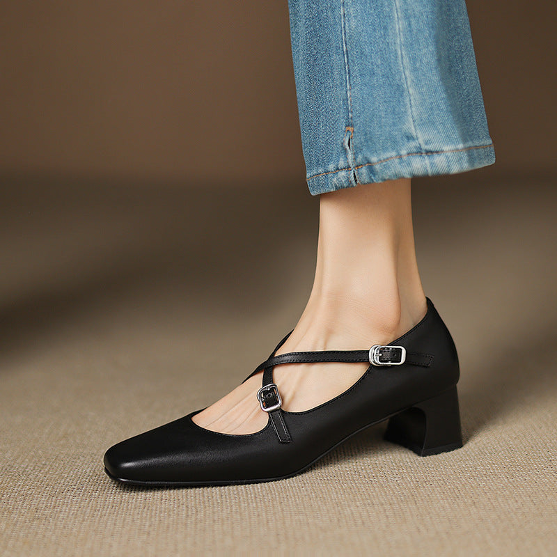 Marvane Leather Kitten Heels