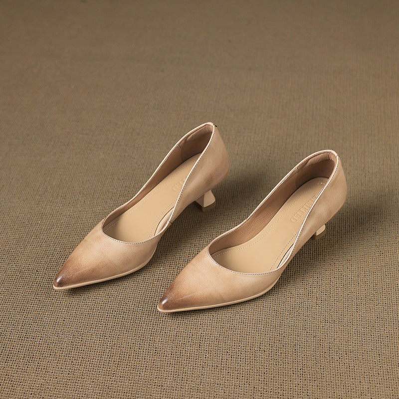 Calenne Leather Kitten Heels