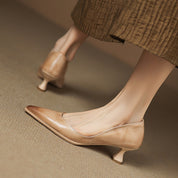 Calenne Leather Kitten Heels