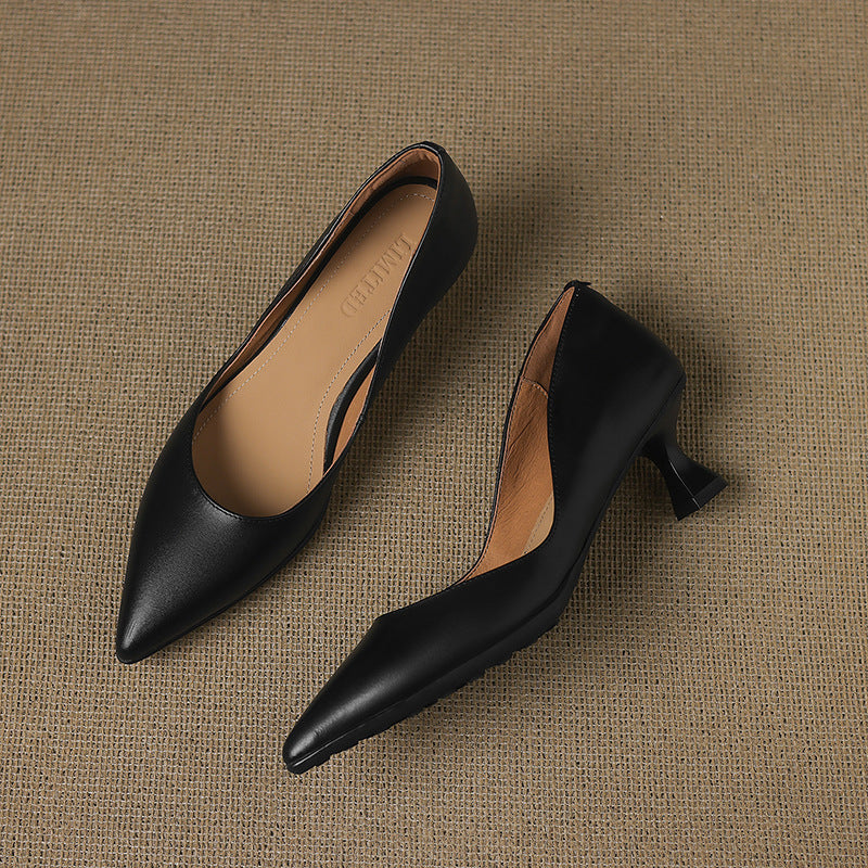 Calenne Leather Kitten Heels