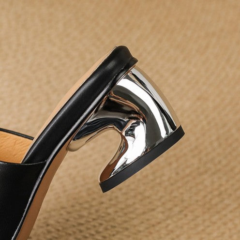 Virelle Curve Leather Mule Heels