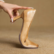 Elviera Square Leather Pumps