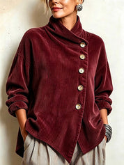 Brenda | Ribbed Button-Trim Jumper