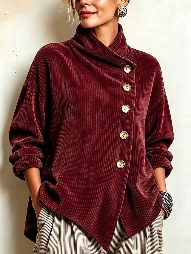 Brenda | Ribbed Button-Trim Jumper