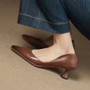 Calenne Leather Kitten Heels