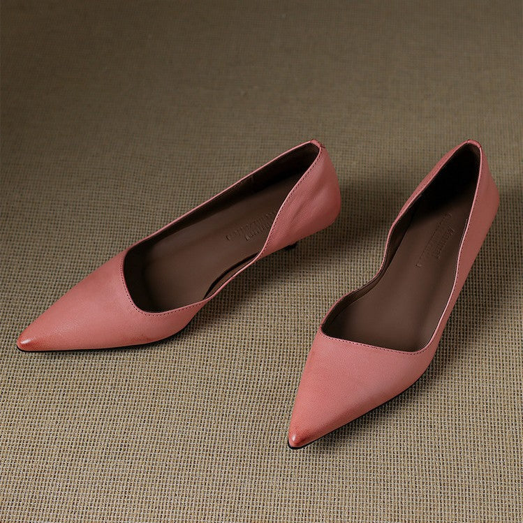 Orlisse Leather Kitten Heel Pumps