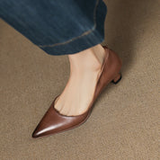 Calenne Leather Kitten Heels