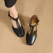 Marcele T-Strap Leather Pumps