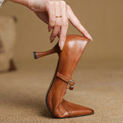 Aveline Leather T-strap Pumps