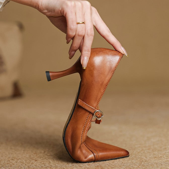 Aveline Leather T-strap Pumps