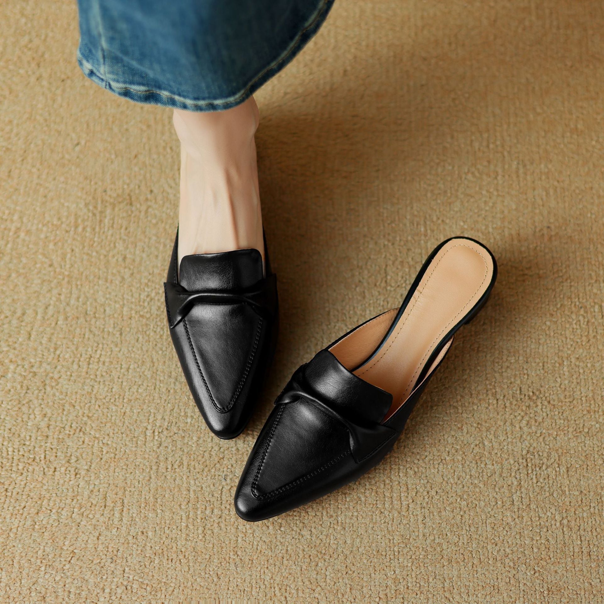 Marloe Pointed Leather Mules