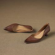 Calenne Leather Kitten Heels