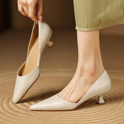 Ceyra Leather Kitten Heels