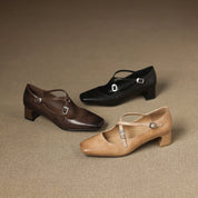 Marvane Leather Kitten Heels