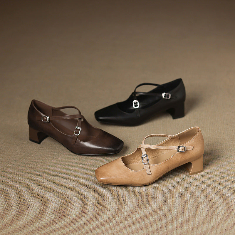 Marvane Leather Kitten Heels