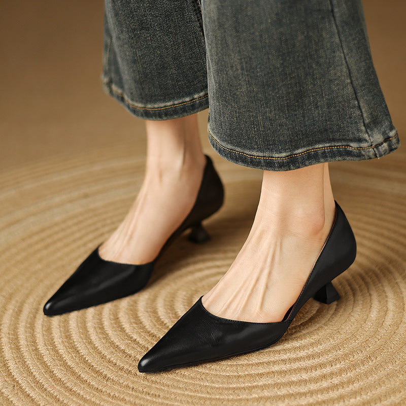 Ceyra Leather Kitten Heels
