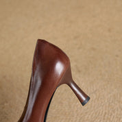 Elviera Square Leather Pumps