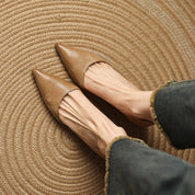 Ceyra Leather Kitten Heels