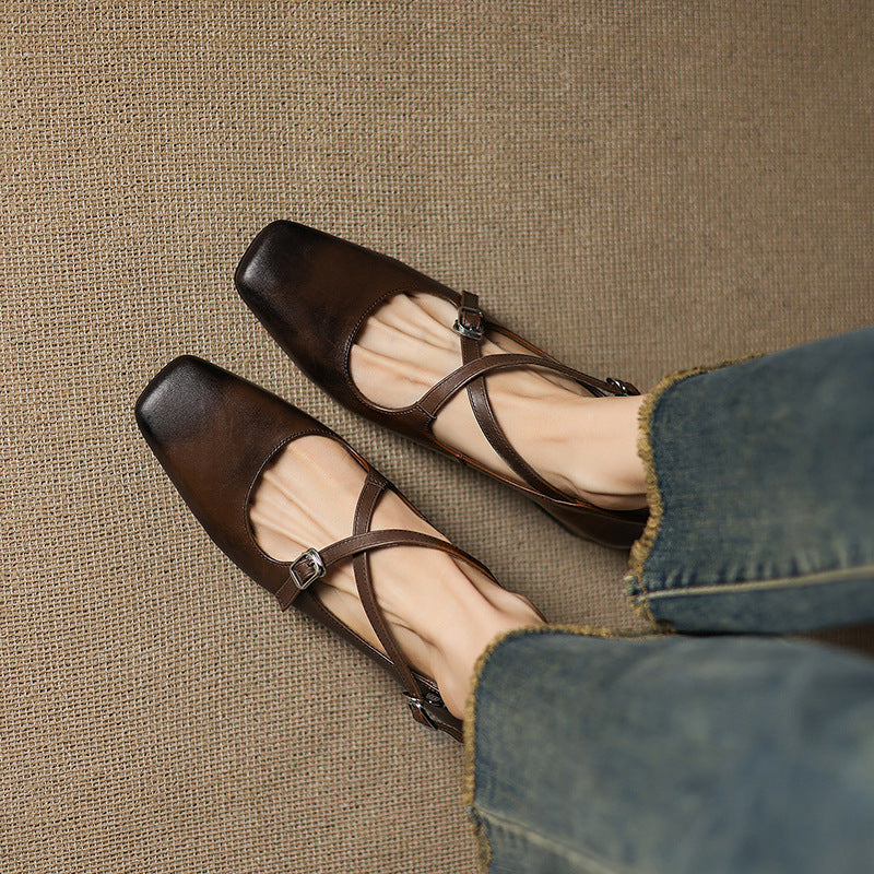 Marvane Leather Kitten Heels