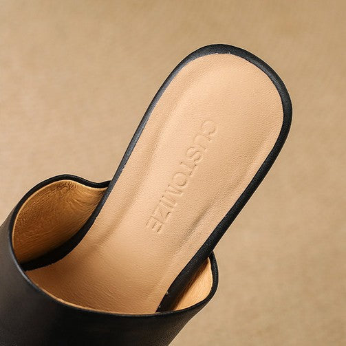 Virelle Curve Leather Mule Heels