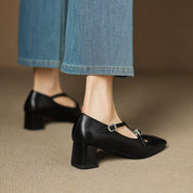 Marvane Leather Kitten Heels