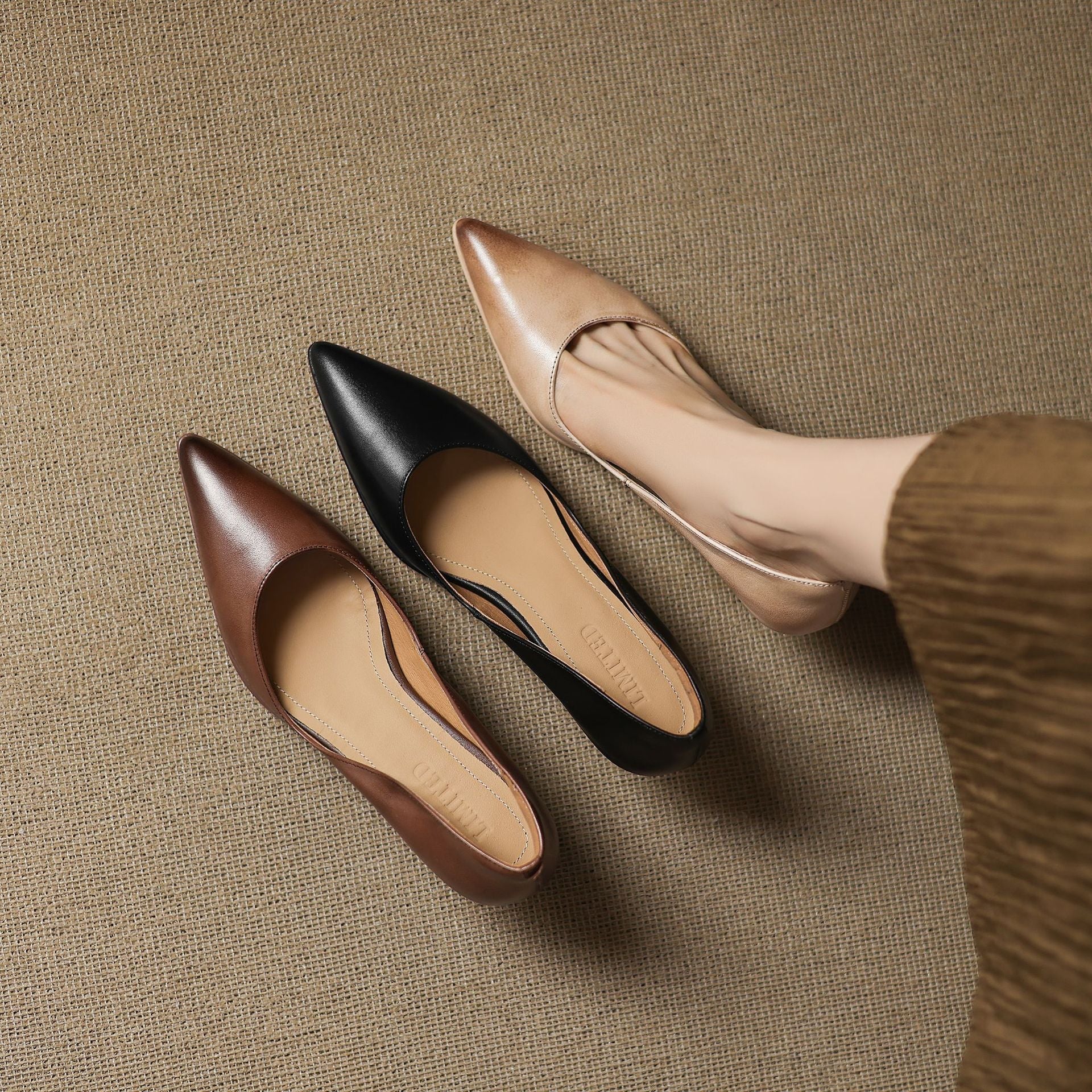 Calenne Leather Kitten Heels