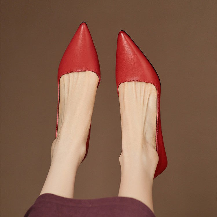 Orlisse Leather Kitten Heel Pumps