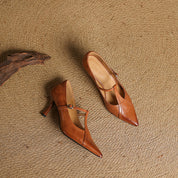Aveline Leather T-strap Pumps