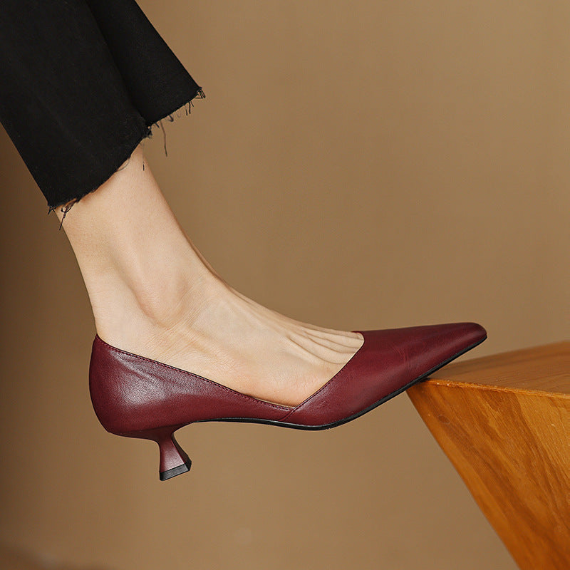 Ceyra Leather Kitten Heels