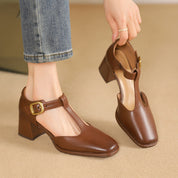 Marcele T-Strap Leather Pumps