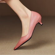Orlisse Leather Kitten Heel Pumps