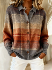 Edith | Graduated Plaid Knit Cardigan