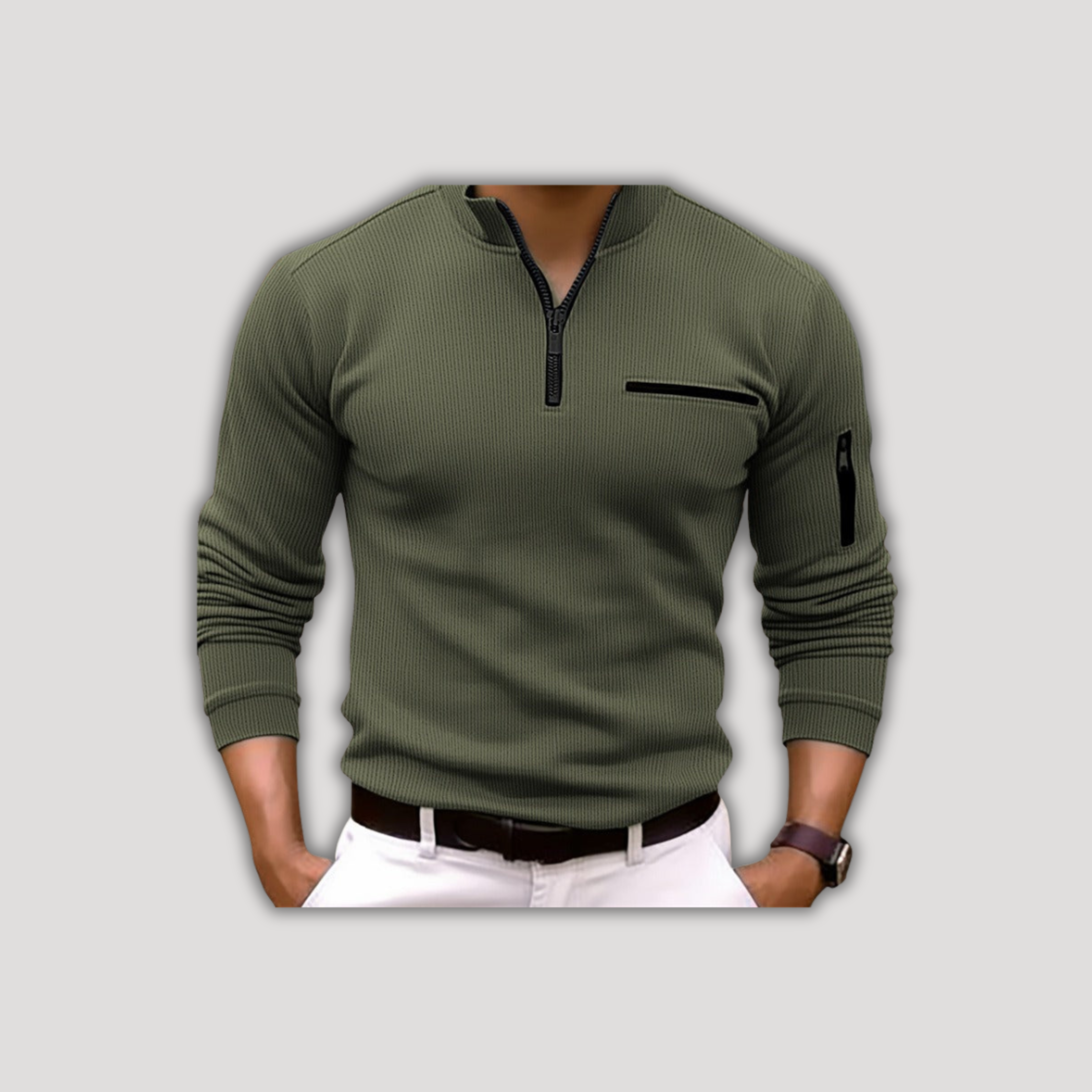 Dan | Long Sleeve Polo Shirt with Zip
