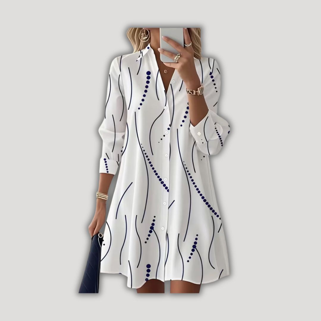 Kate | Abstract Wavy Print Shirt Dress