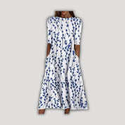 Olivia | Elegant Botanical Print Midi Dress