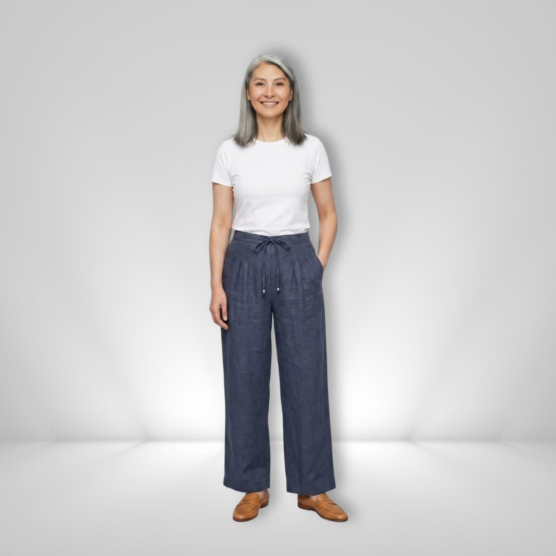 Camille | Elegant Smocked-Waist Wide-Leg Trousers