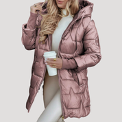 Lina | Long, warm quilted jacket with hood