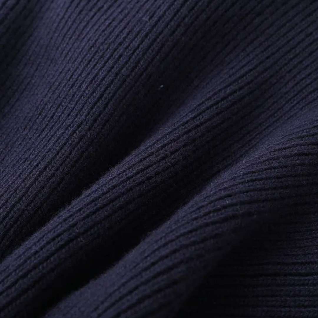 Erin | Navy Knit Cardigan with Denim Trim