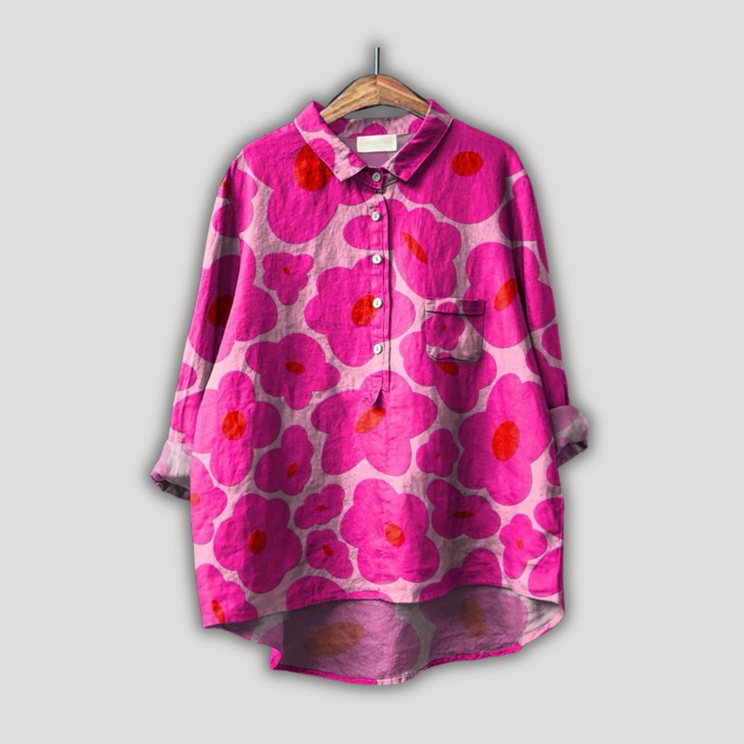 Amayah | Vibrant Pink Floral Pattern Shirt