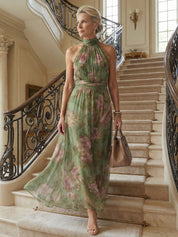Mirelle | Elegant Gathered Halter Midi Dress