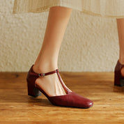 Elowen Leather T-Strap Heels