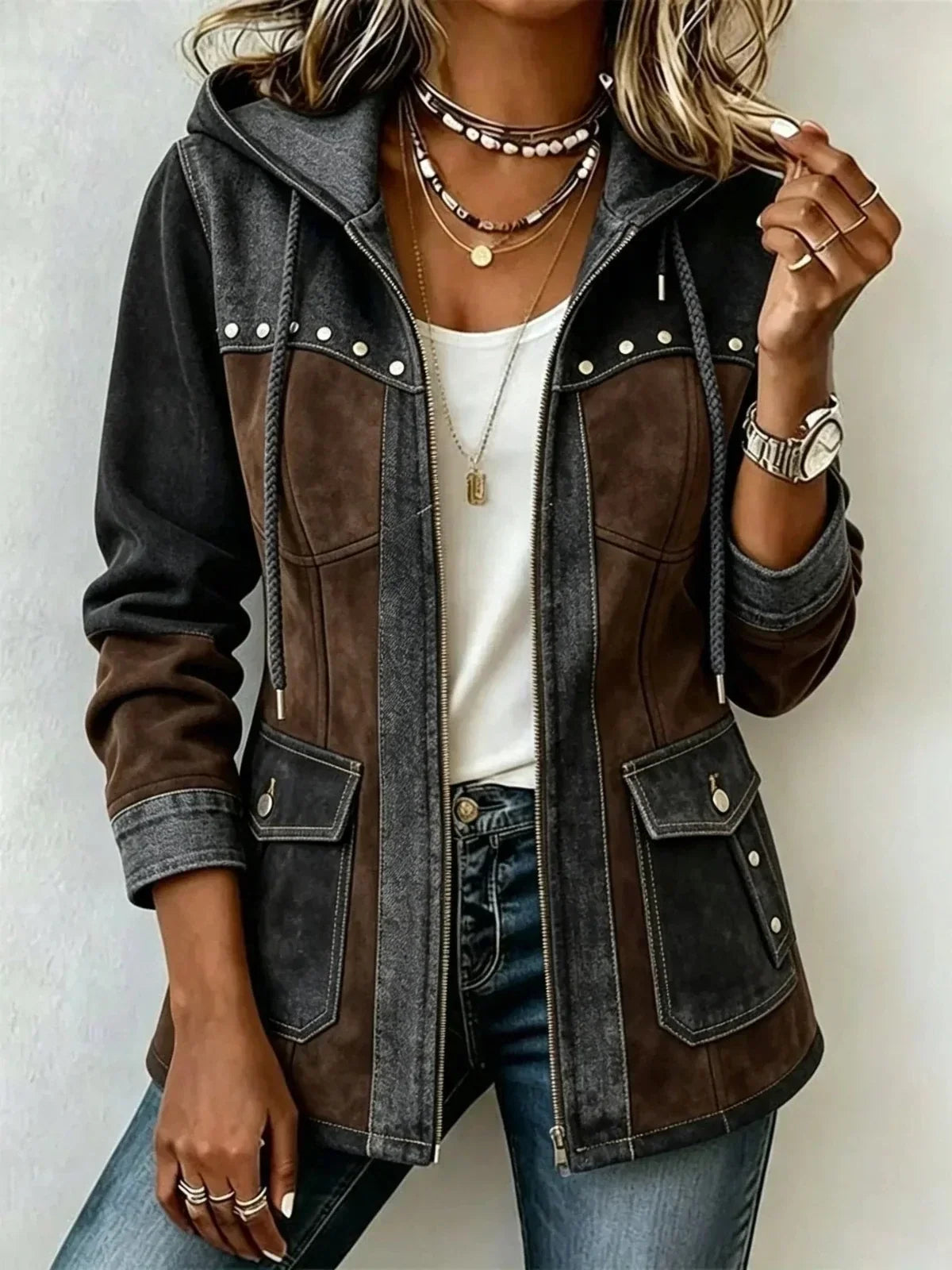 Gwen | Textured Hooded Jacket