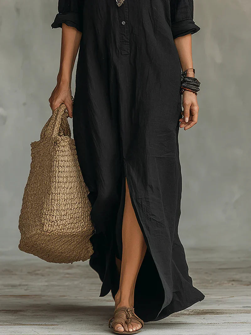 Fay | Relaxed Linen-Look Kaftan Maxi Dress