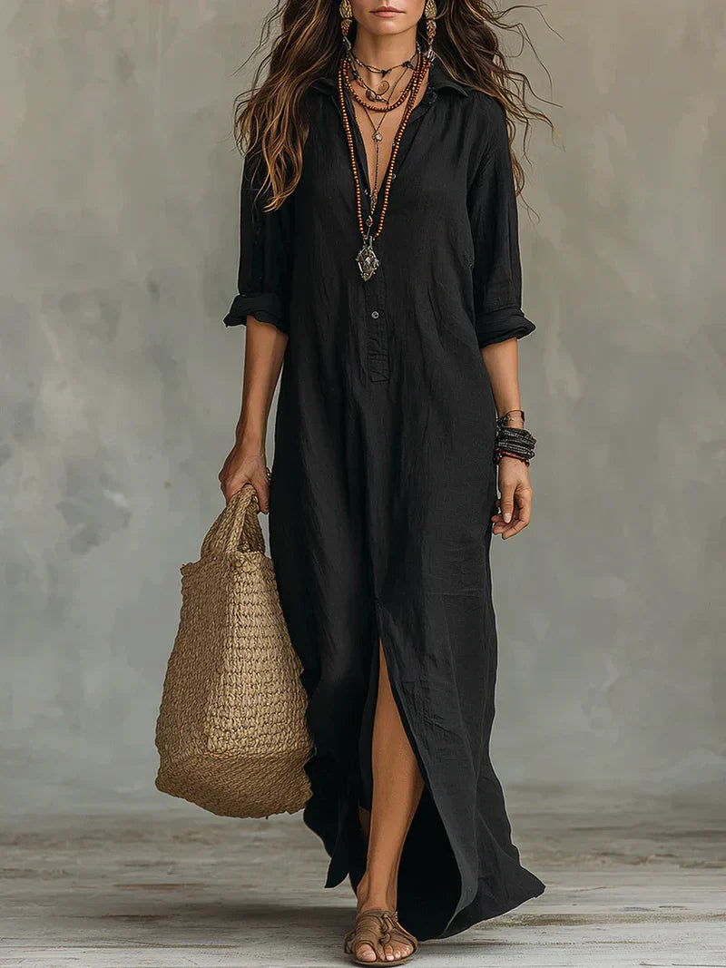 Fay | Relaxed Linen-Look Kaftan Maxi Dress