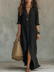 Fay | Relaxed Linen-Look Kaftan Maxi Dress