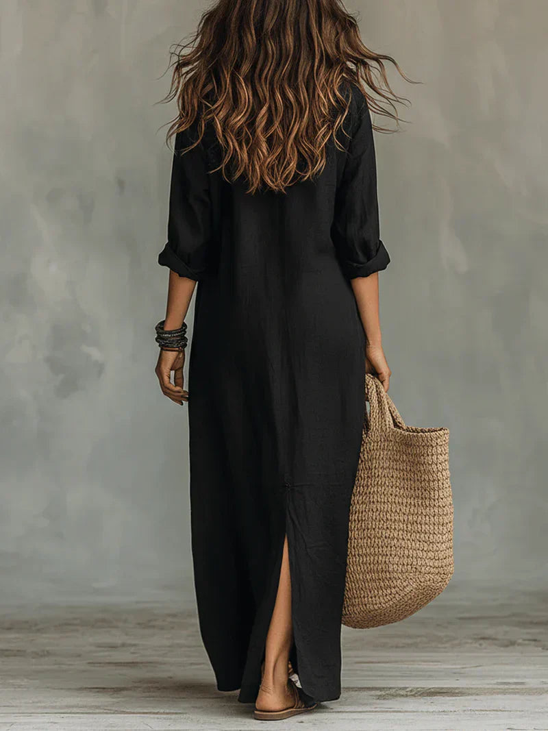 Fay | Relaxed Linen-Look Kaftan Maxi Dress