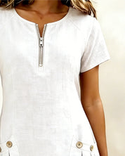 Lynda | Classic Elegant Zip-Neck Dress