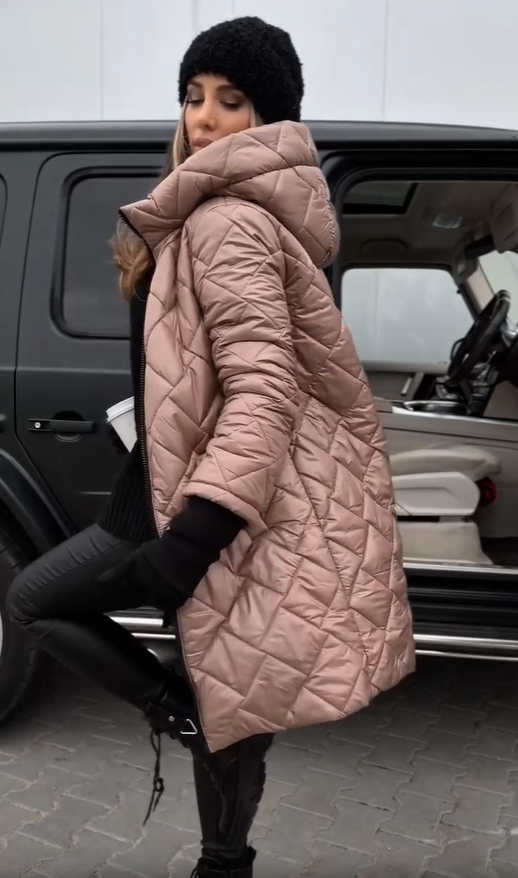 Bogna | Long Quilted Jacket with Hood